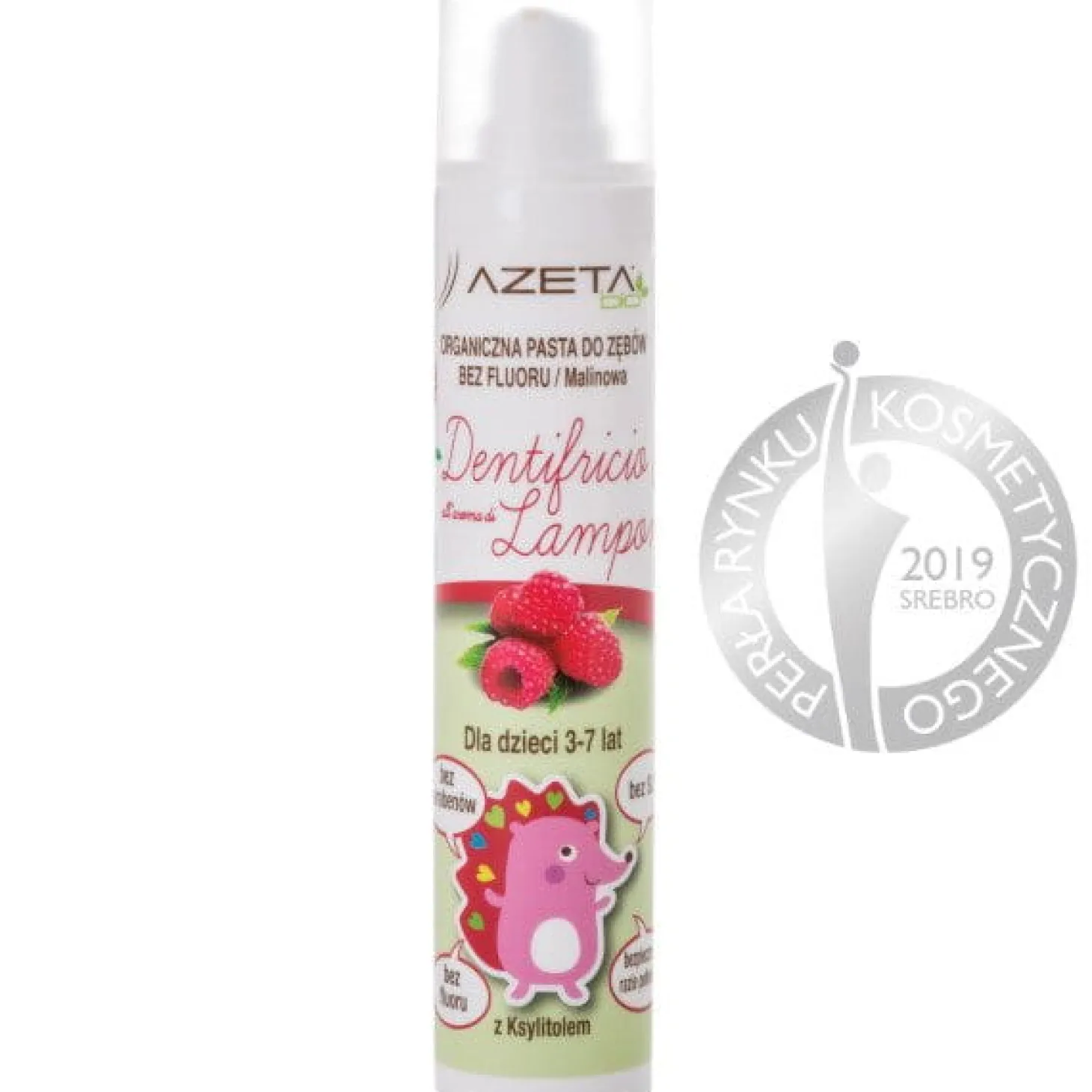 Organiczna pasta do zębów bez fluoru z ksylitolem i aloesem dla dzieci 0+ malinowa 50 ml