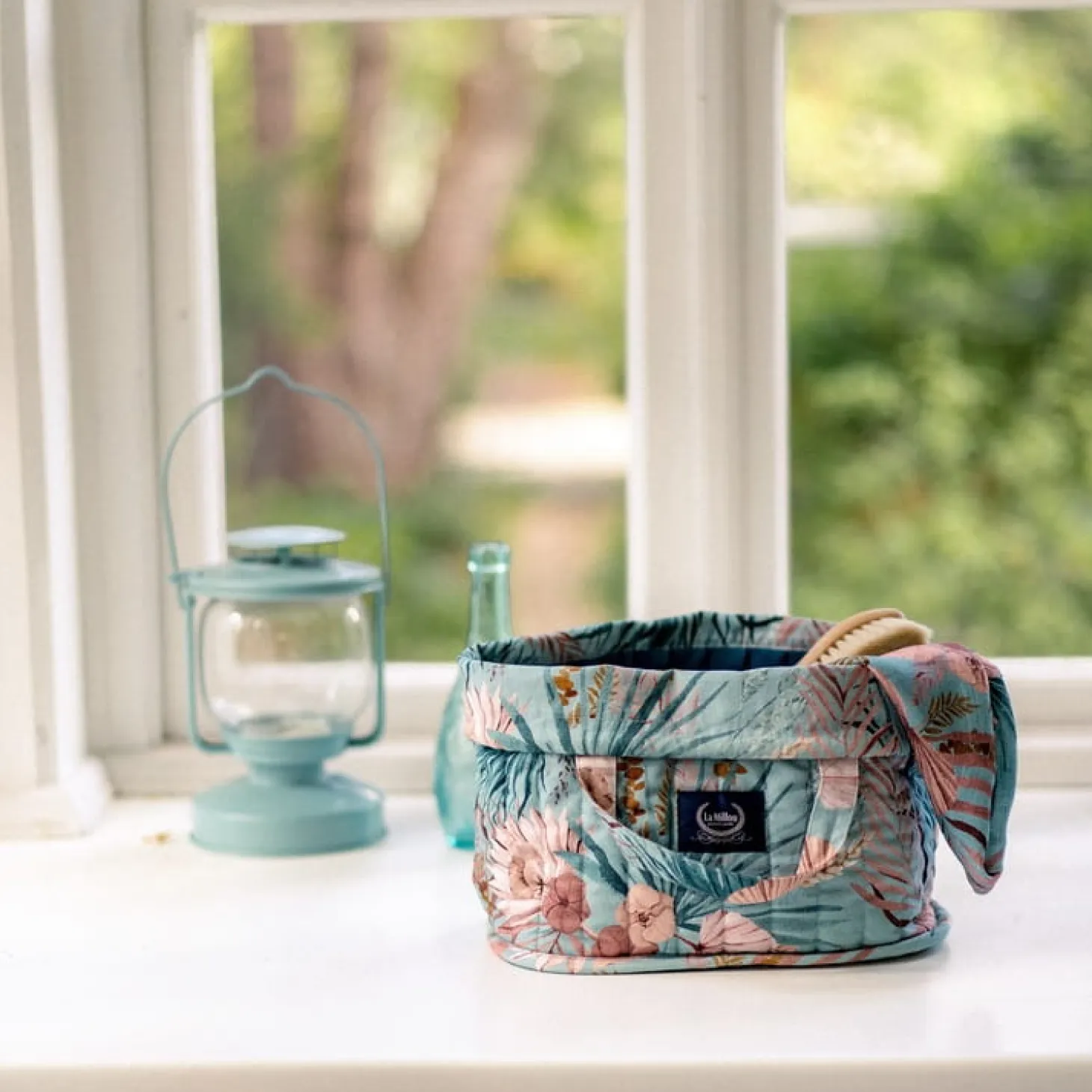 Organizer na pieluchy pikowany - Boho Palms - deep ocean