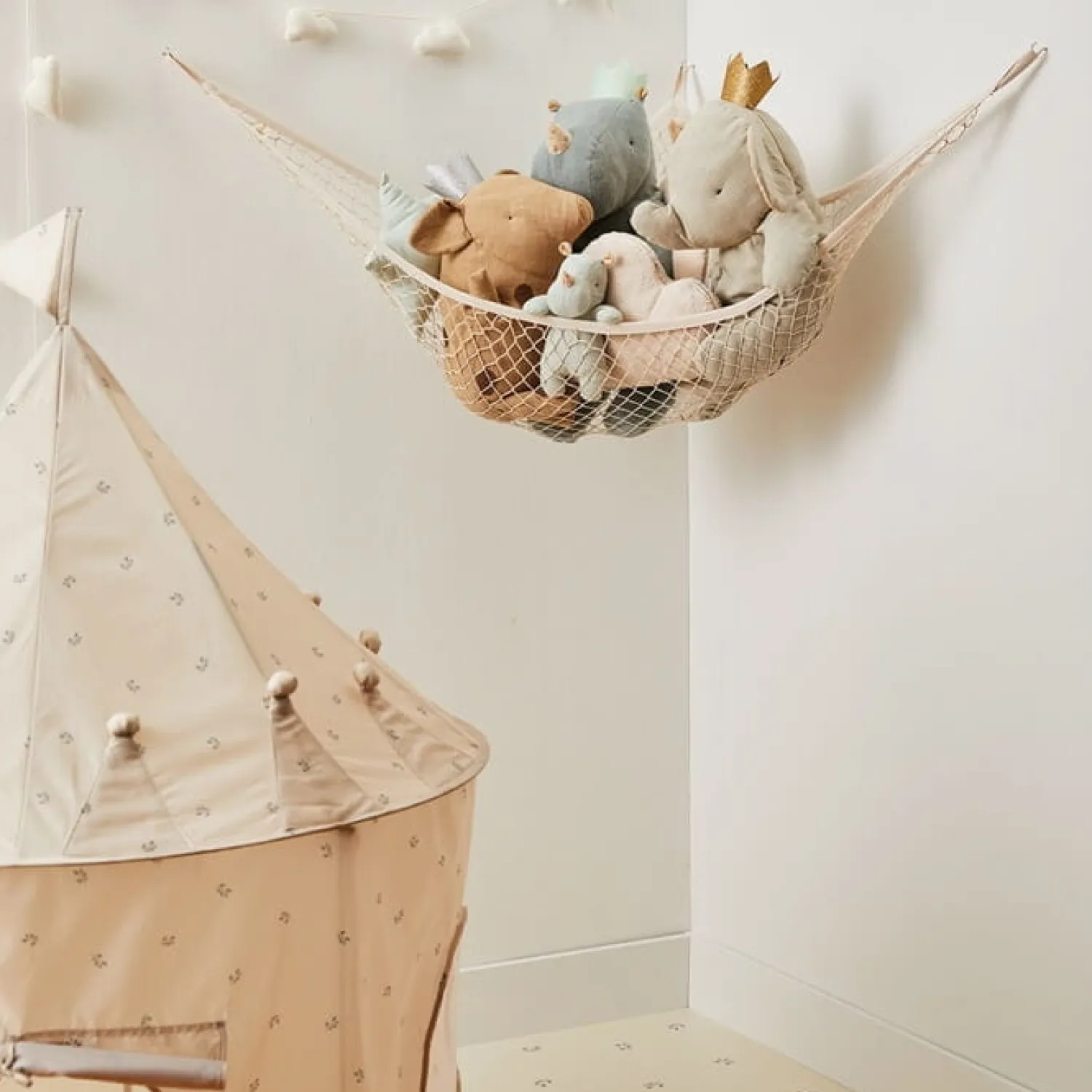 Porządek W Domu|Kosze I Pojemniki | 3 Sprouts Organizer narożny Hamak na zabawki Beige
