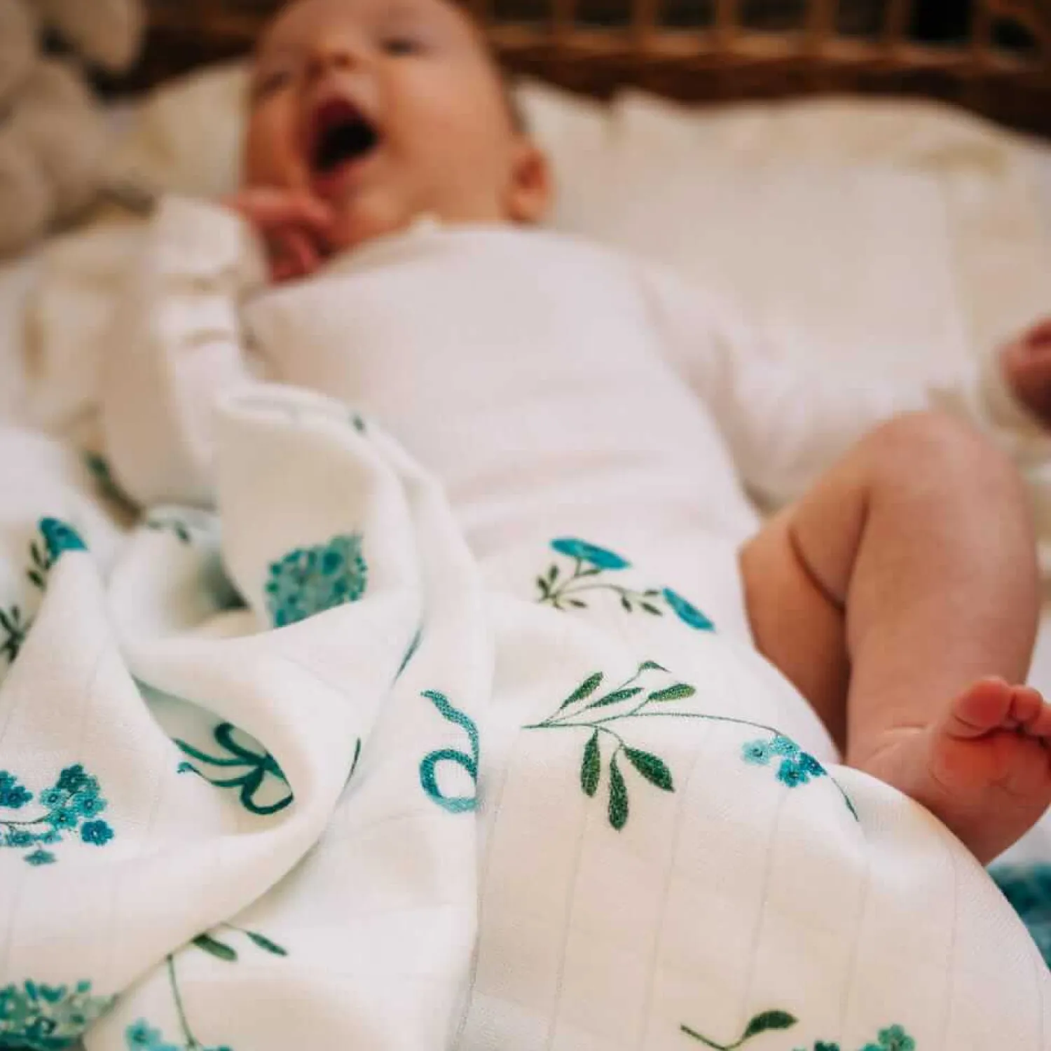 Otulacze I Pieluszki|Otulacze I Pieluszki | Layette Otulacz, kocyk bambusowy BLUE FLOWERS