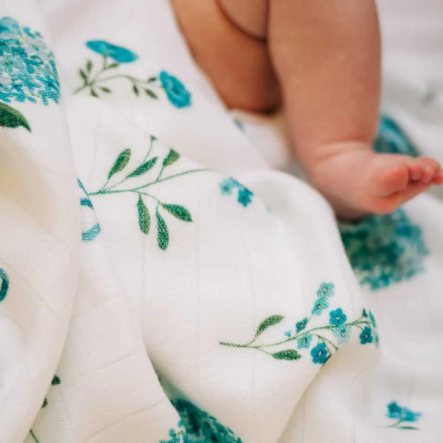 Otulacze I Pieluszki|Otulacze I Pieluszki | Layette Otulacz, kocyk bambusowy BLUE FLOWERS