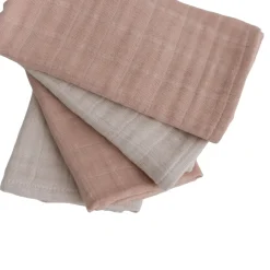 Otulacze I Pieluszki|Otulacze I Pieluszki | Bolo 4pak pieluszek muślinowych z bawełny organicznej 40x40cm – jasny beż, łososiowy róż