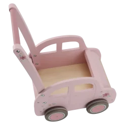 Pchacz wózeczek drewniany na zabawki Pink FSC