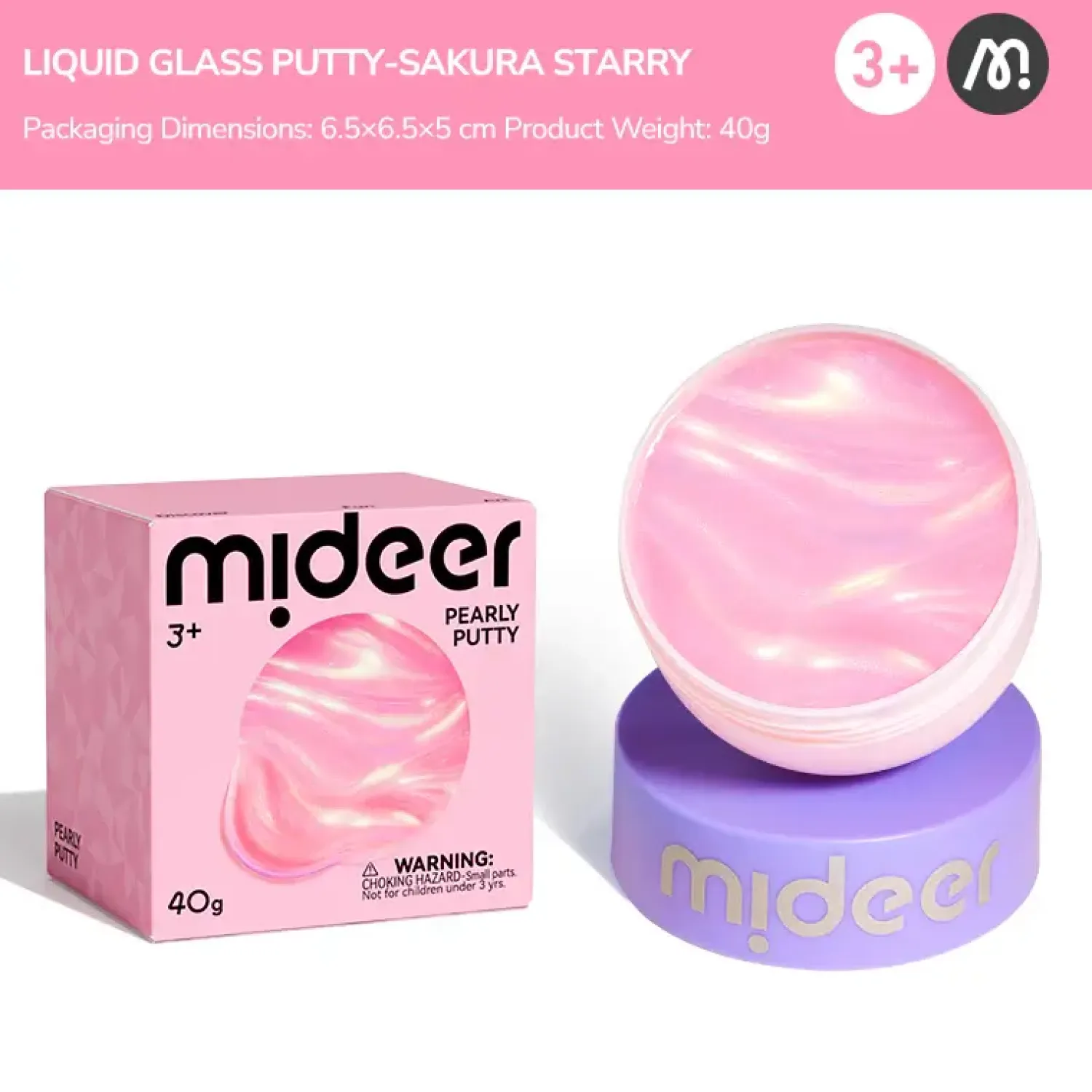 8 Lat+|Sensoryczne | Mideer Perłowa masa sensoryczna Pearly Putty - sakura pink