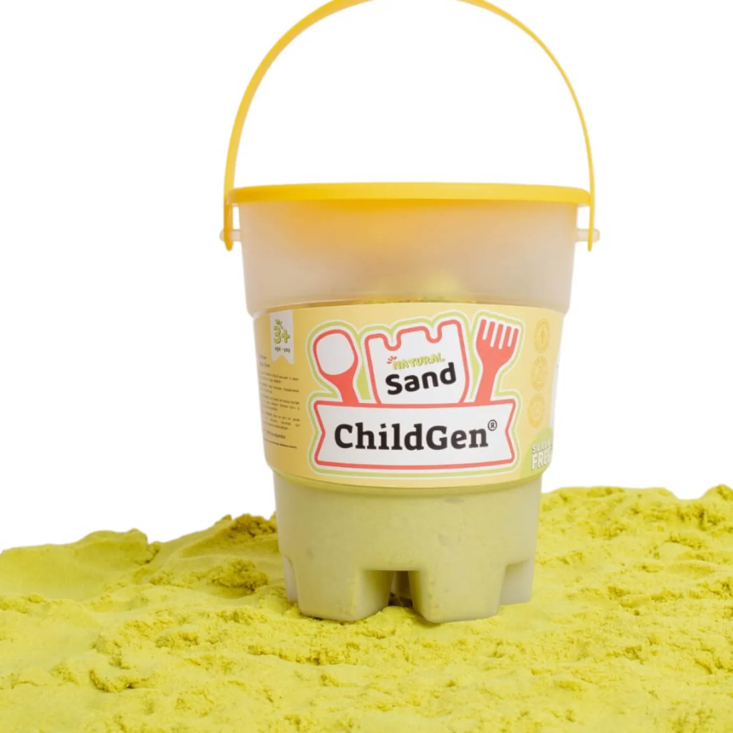 6 Lat+|3 Lata + | ChildGen Piasek kinetyczny z foremką, 100% naturalny, 500g, kolor ŻÓŁTY
