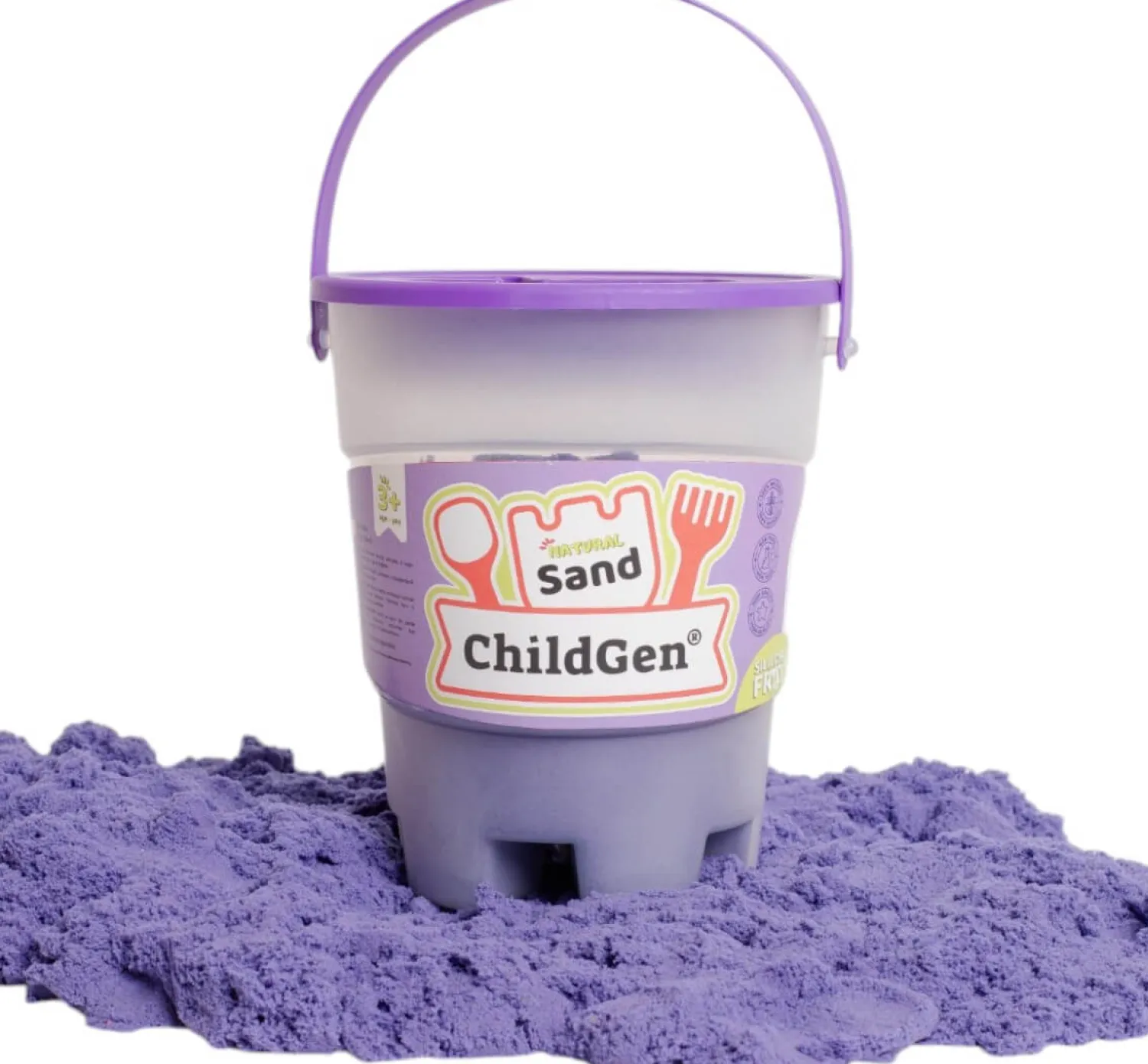6 Lat+|3 Lata + | ChildGen Piasek kinetyczny z foremką, 100% naturalny, 500g, kolor FIOLETOWY