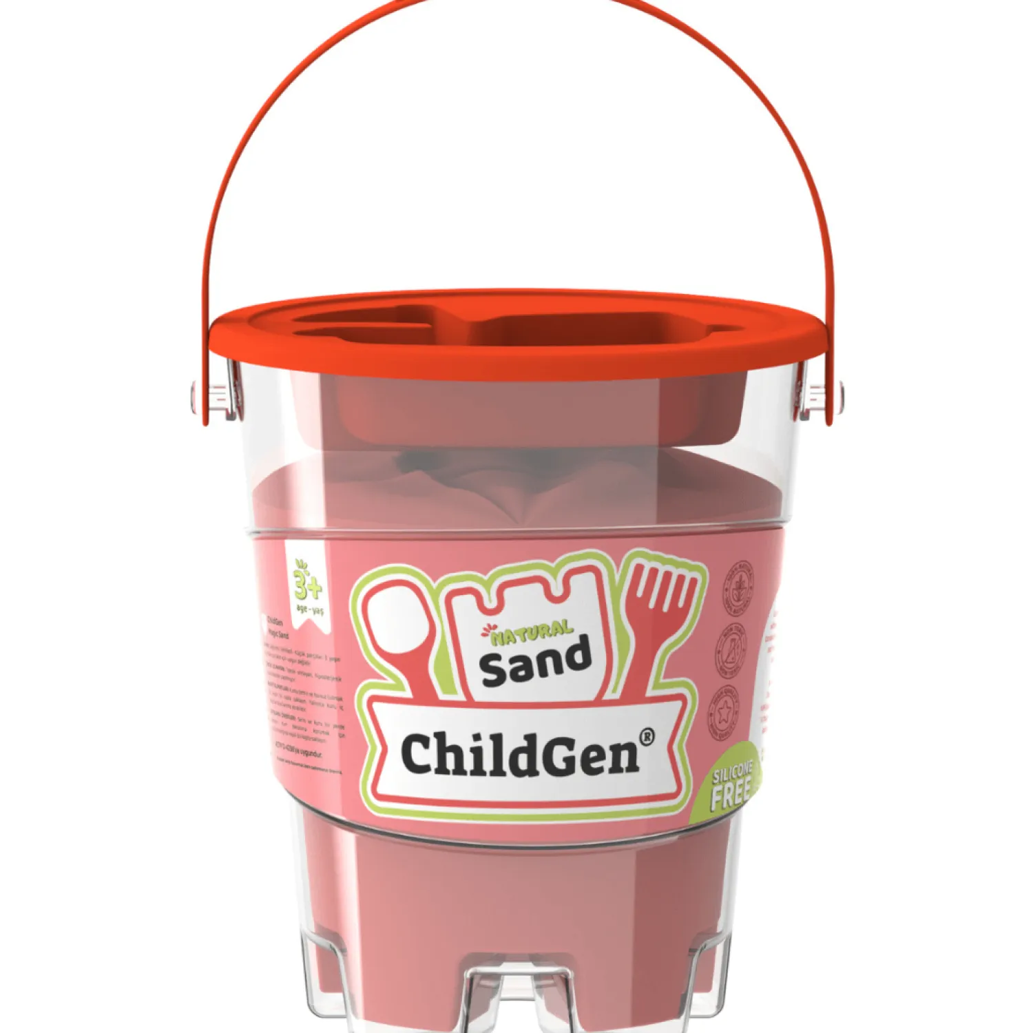 6 Lat+|3 Lata + | ChildGen Piasek kinetyczny z foremką, 100% naturalny CZERWONY, 500g