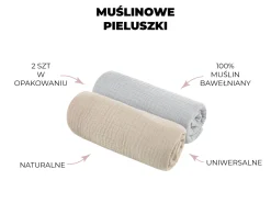 Otulacze I Pieluszki|Otulacze I Pieluszki | Sleepee Pieluszki muślinowe bawełniane 2-pak: szara i beżowa