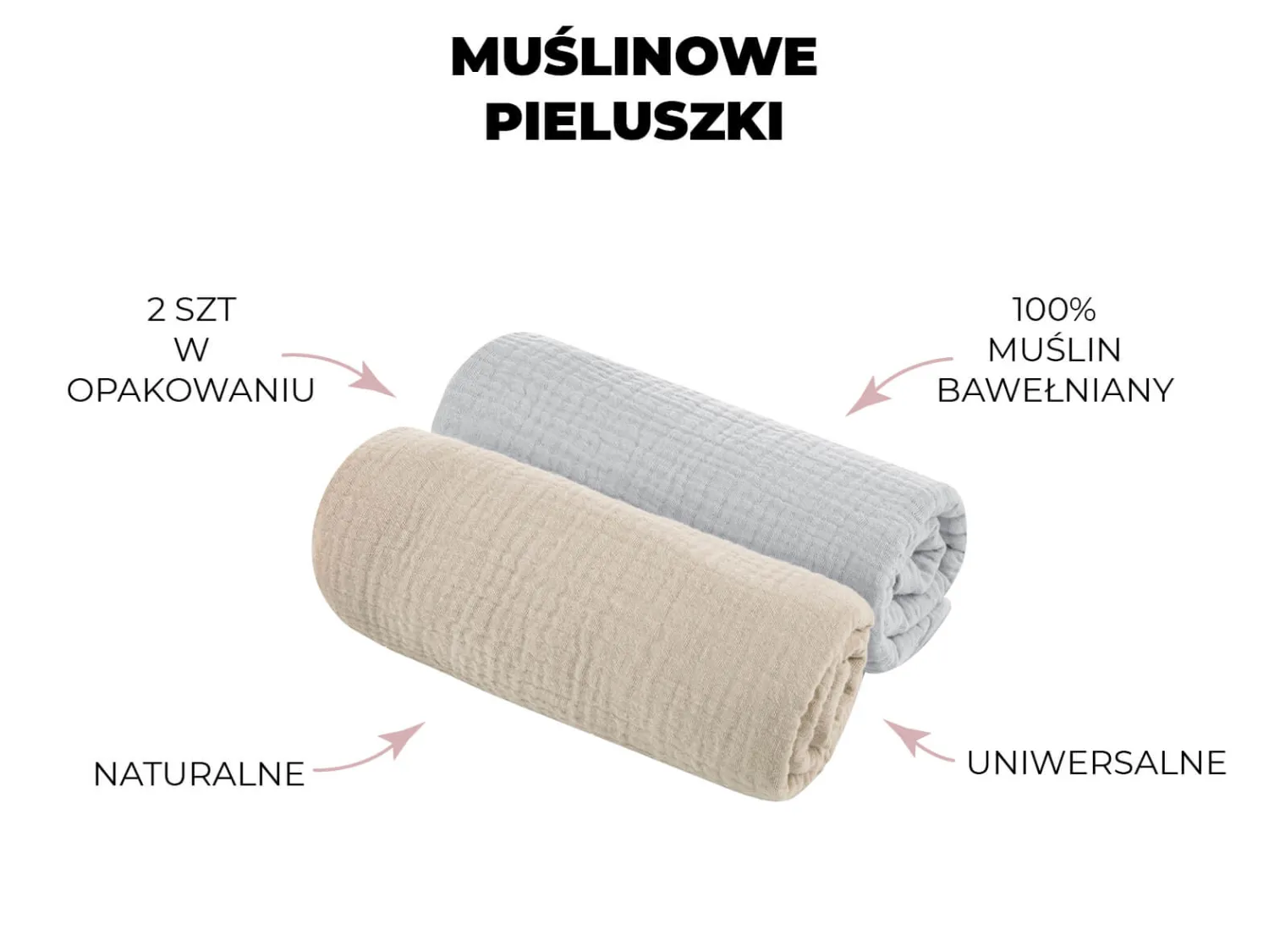 Otulacze I Pieluszki|Otulacze I Pieluszki | Sleepee Pieluszki muślinowe bawełniane 2-pak: szara i beżowa