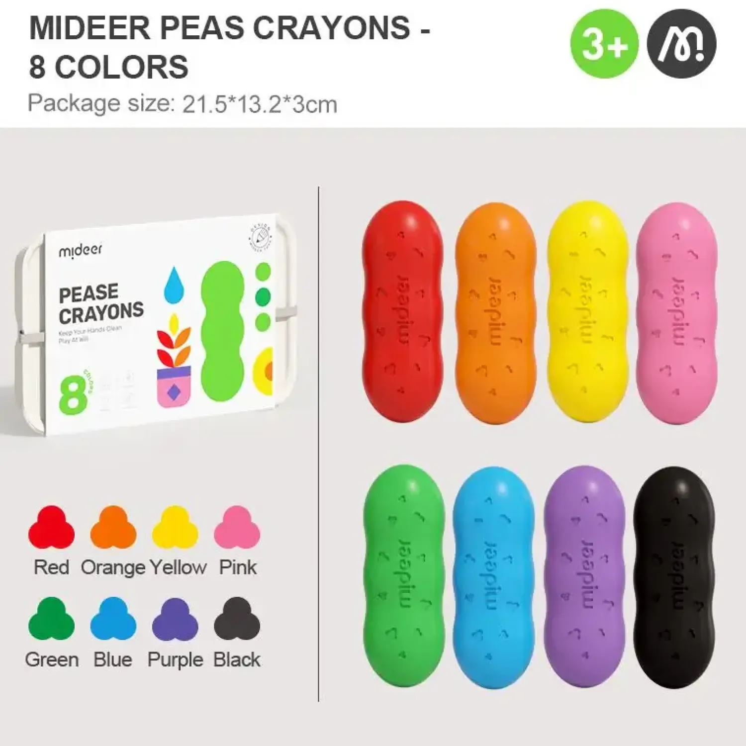 4 Lata +|3 Lata + | Mideer Pierwsze kredki świecowe (8 szt.)