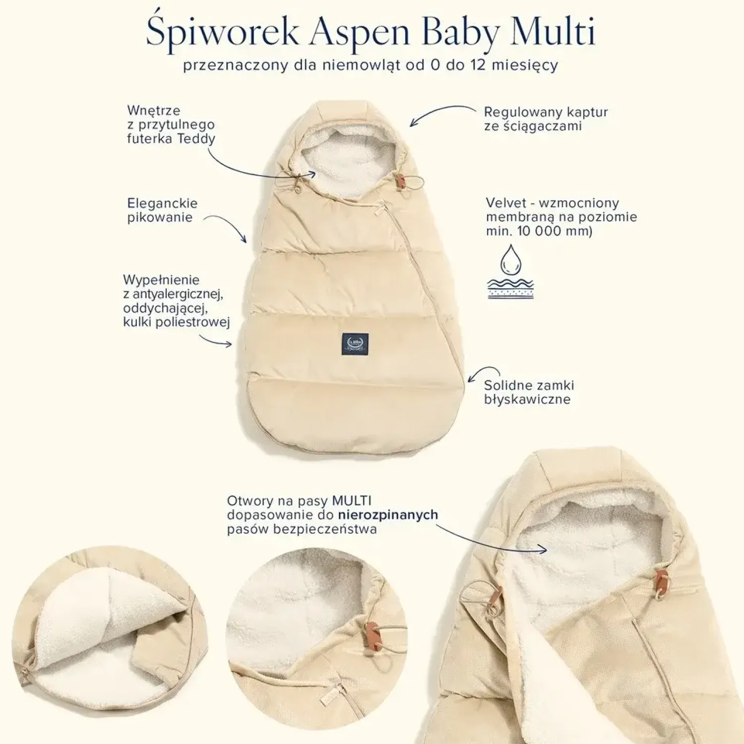 Śpiworki Do Wózka|Śpiworki Do Wózka | La Millou Śpiworek do wózka Baby Multi Teddy Bear CREAM