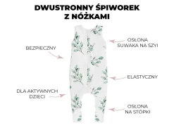 Śpiworek z nóżkami - Eukaliptus-Czarne kropki