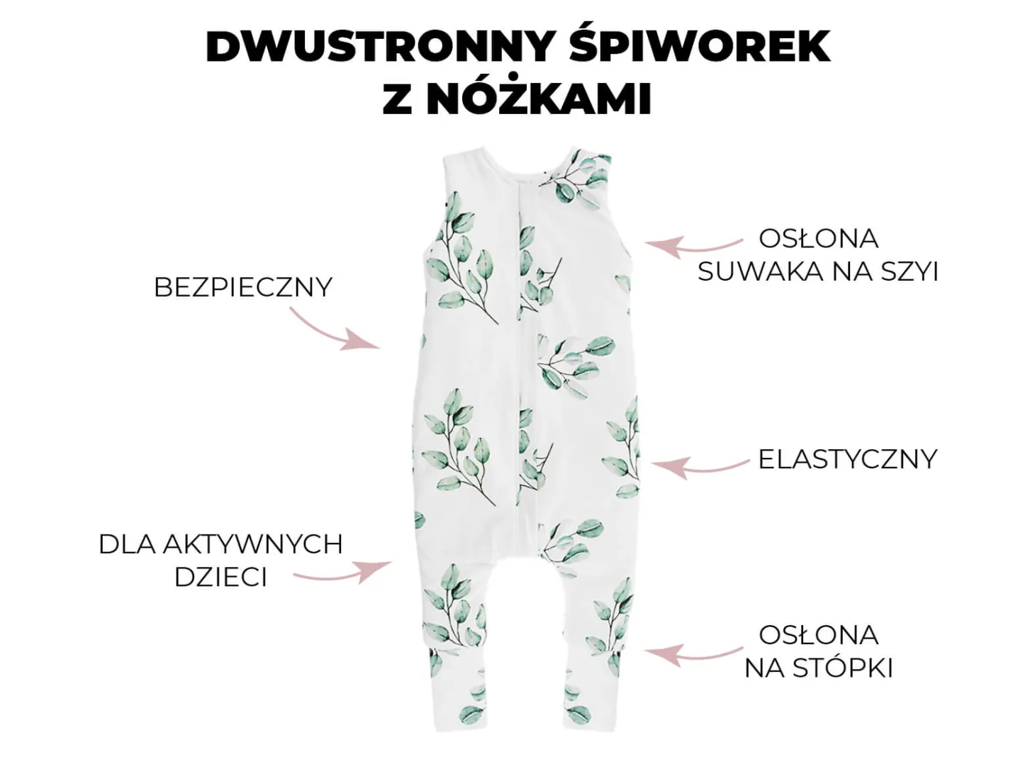 Śpiworek z nóżkami Green Forest - Czarne Kropki