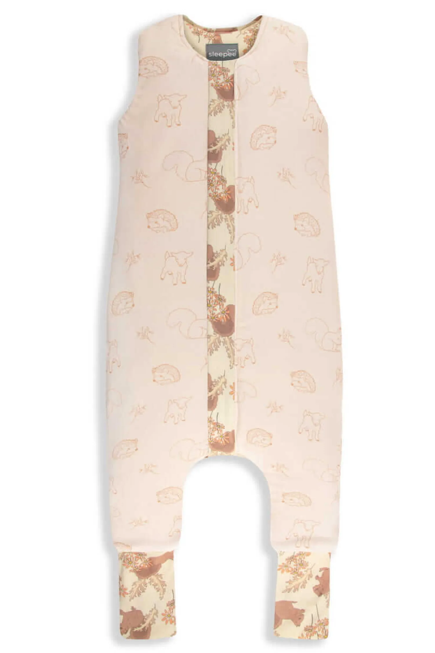 Śpiworki Do Spania | Sleepee Śpiworek z nóżkami - Vintage Animals Almond - Cream, 6-12 msc.