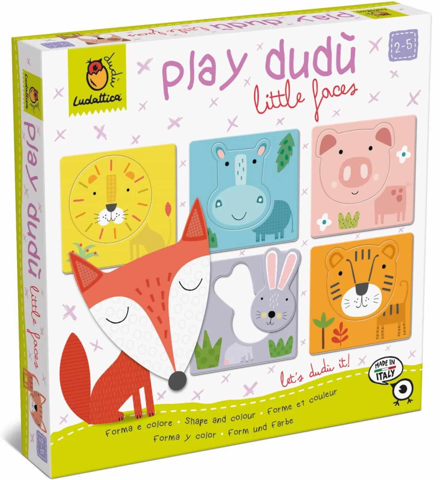 12M+|2 Lata + | Ludattica PLAY DUDÙ - gra, układanka “czyj to pyszczek?” - kształty, kolory, zwierzęta