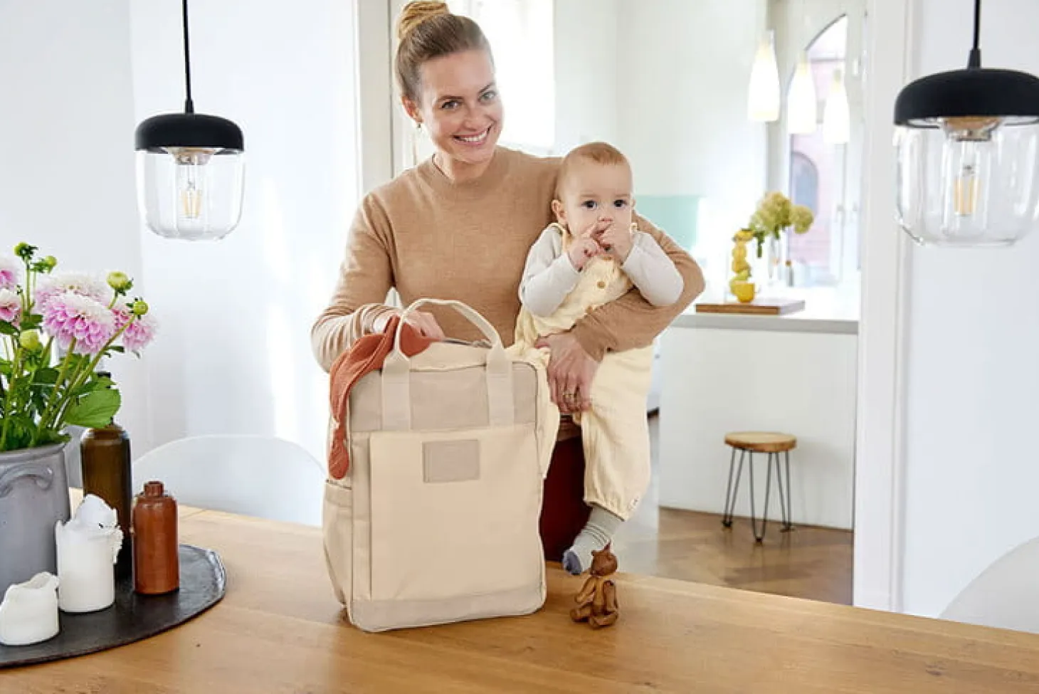 Plecak dla mam kwadratowy z akcesoriami Vividal Backpack humus