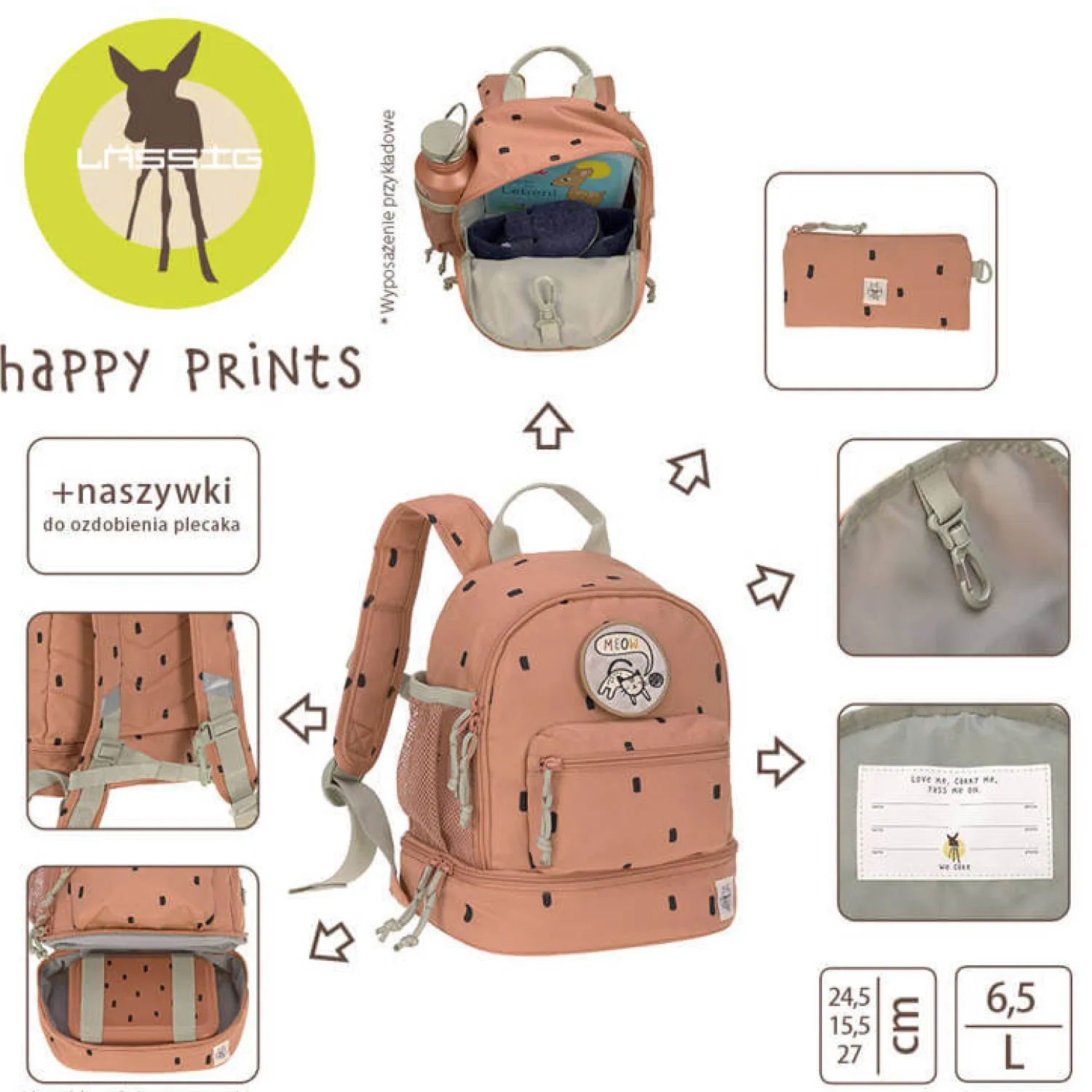 Plecaki I Torebki Dziecięce|Plecaki I Torebki Dziecięce | Lassig Plecak mini Happy Prints karmelowy