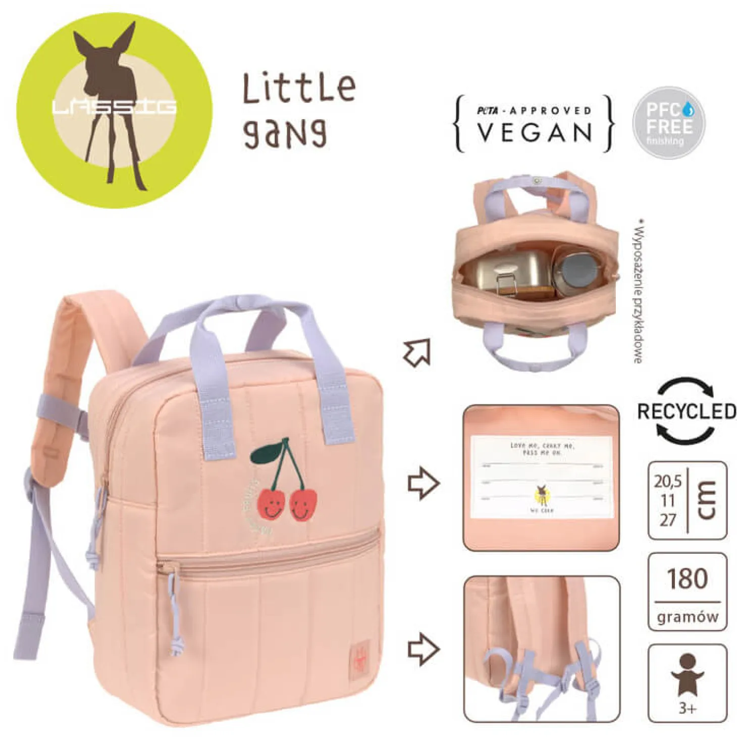 Plecak mini kwadratowy Little Gang Cherry peach