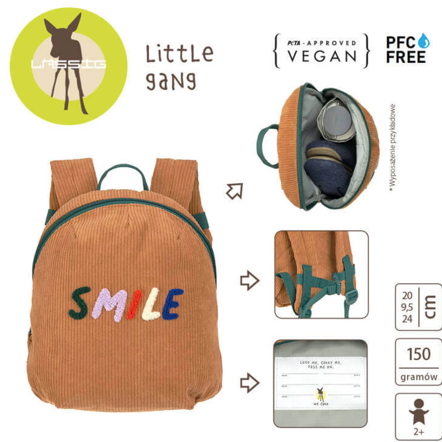 Plecak mini sztruks, Little Gang - caramel