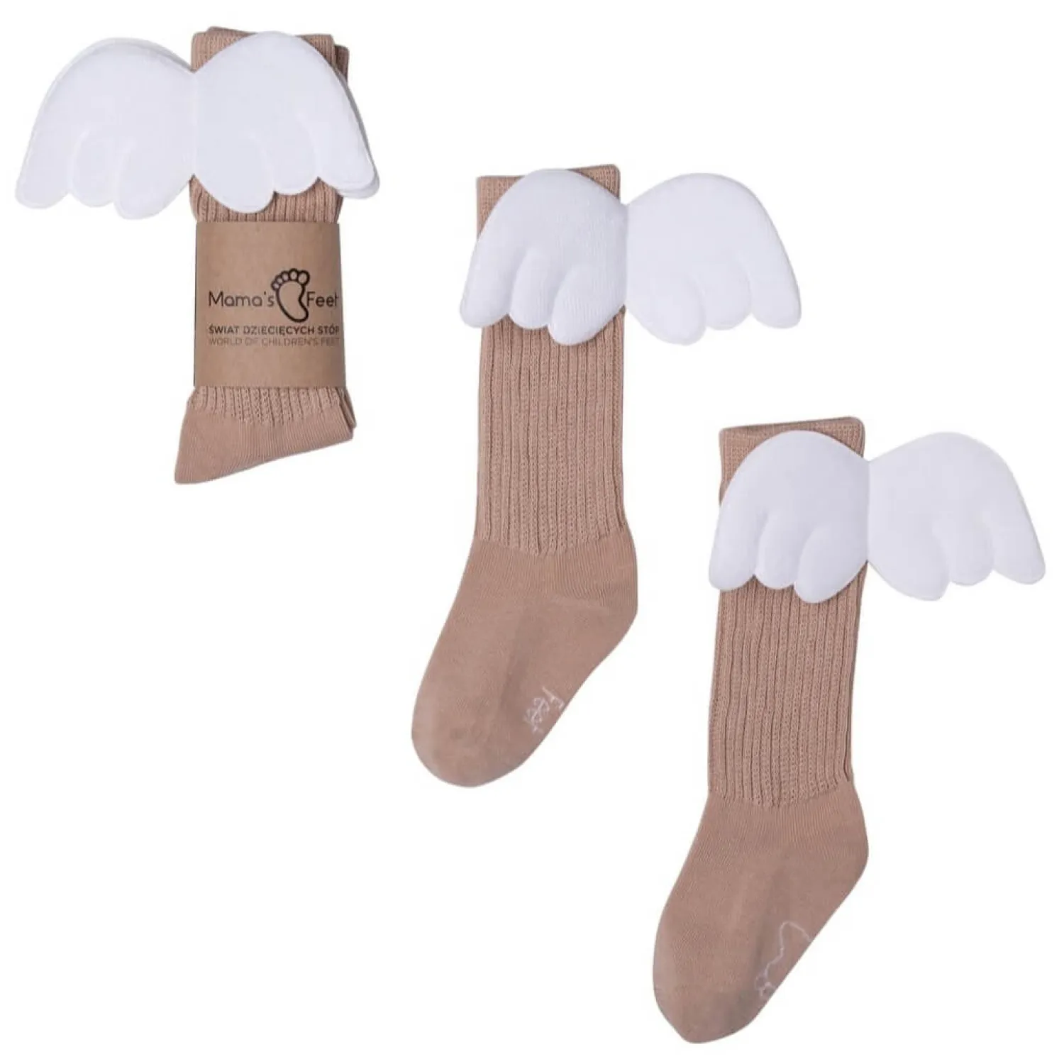Małe Stópki | Mama's Feet Podkolanówki Dziecięce - Beżowy Aniołek