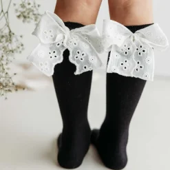 Małe Stópki | Mama's Feet Podkolanówki z kokardką Mon Cheri - Czarne