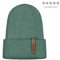 Na Główkę | Pink no More Podwójna czapka beanie z wełny merino FOREST