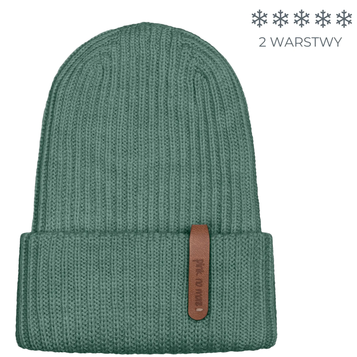 Na Główkę | Pink no More Podwójna czapka beanie z wełny merino FOREST