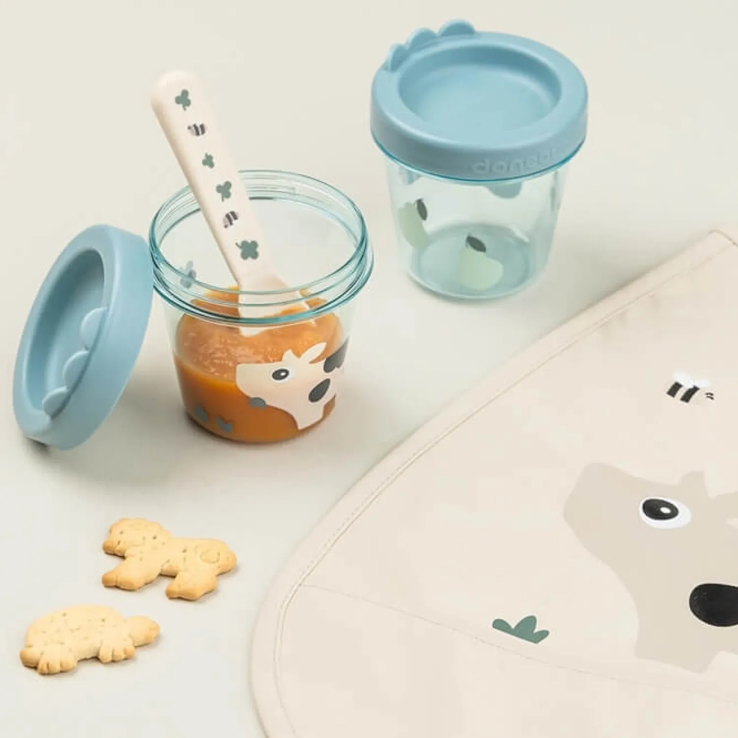 Lunchboxy|Przechowywanie Jedzenia | Done by Deer Pojemniki na żywność dla dzieci Tiny Farm Blue, 2 szt.