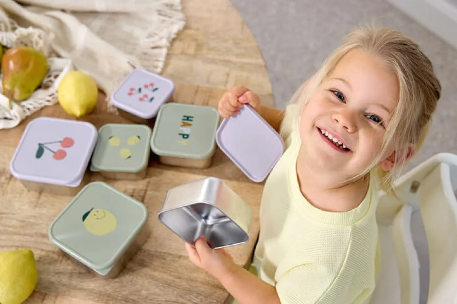 Lunchboxy|Przechowywanie Jedzenia | Lassig Pojemnik na przekąski snackbox ze stali nierdzewnej 3 szt. Happy Fruits Cherry