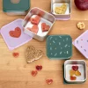 Pojemnik na przekąski snackbox ze stali nierdzewnej 3 szt. Happy Rascals Heart lavender