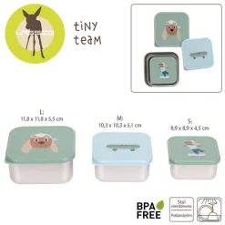 Pojemnik na przekąski snackbox ze stali nierdzewnej 3 szt. Tiny Team Piesek