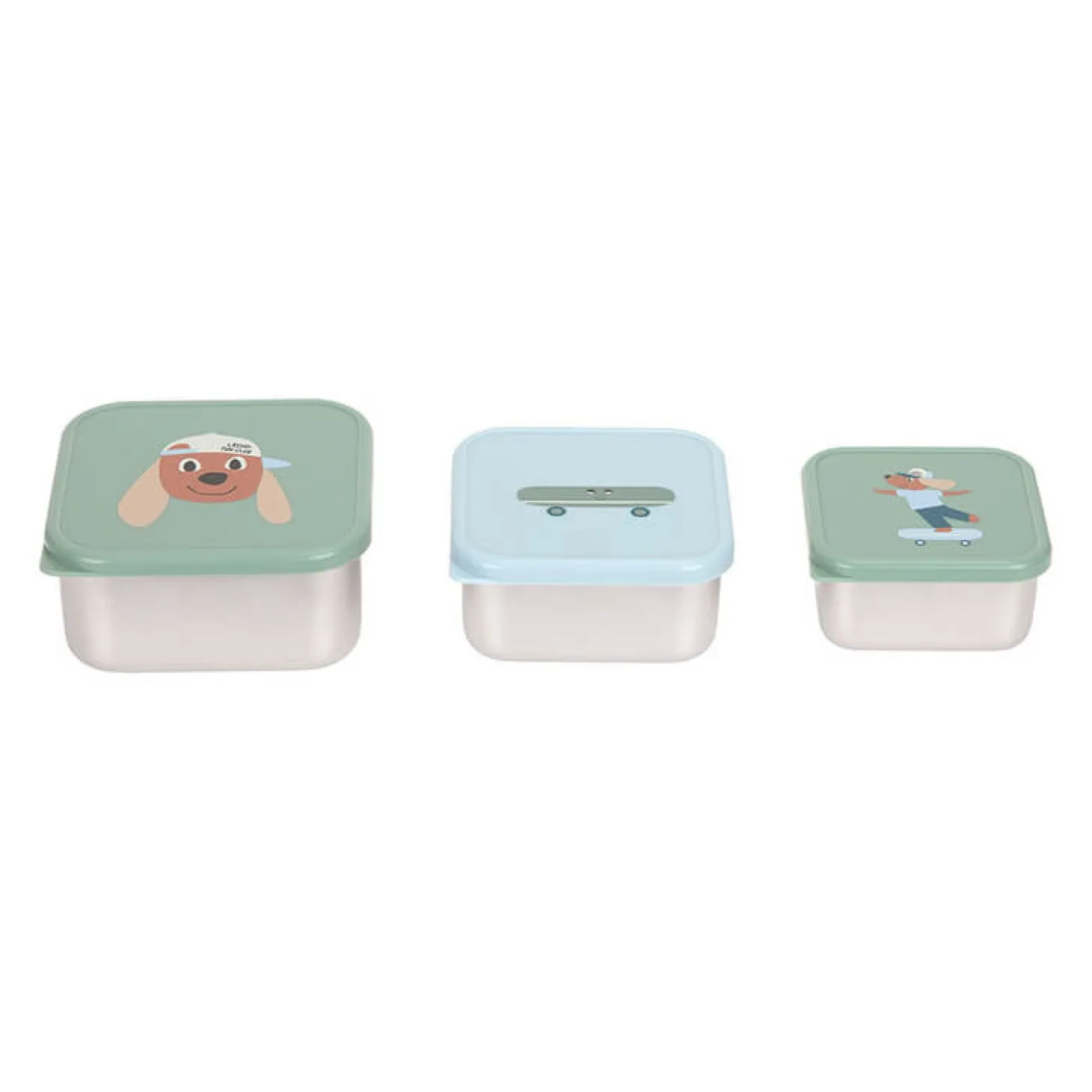 Pojemnik na przekąski snackbox ze stali nierdzewnej 3 szt. Tiny Team Piesek