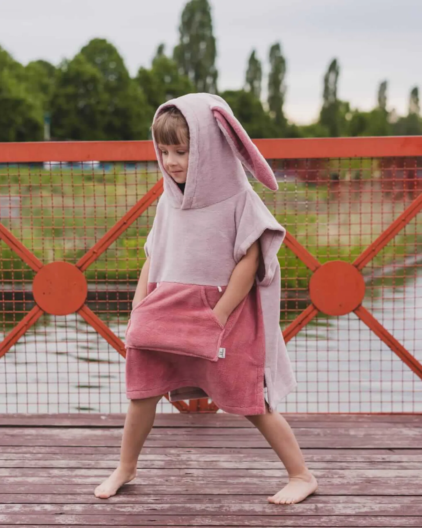 Ponczo kąpielowe Surf BUNNY - pink