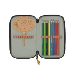 Piórniki|Plecaki I Torebki Dziecięce | Lassig Potrójny piórnik – etui z wyposażeniem Unique, dark green