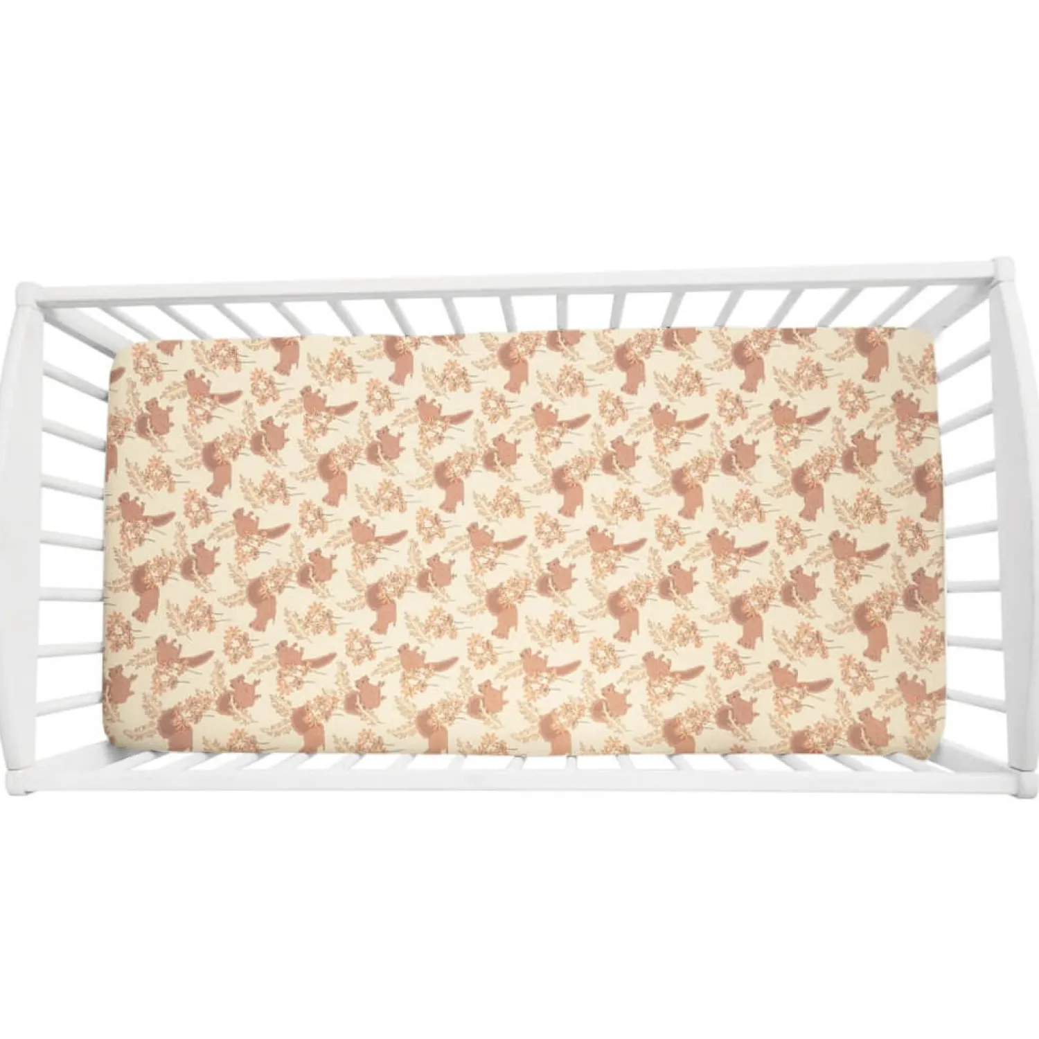 Prześcieradła Do Łóżeczka|Prześcieradła Do Łóżeczka | Sleepee Prześcieradło do łóżeczka We care 120 x 60 Vintage Animals Almond