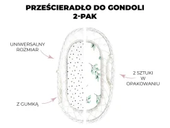 Prześcieradło do gondoli We Care 2-pak Jasny szary-Mięta