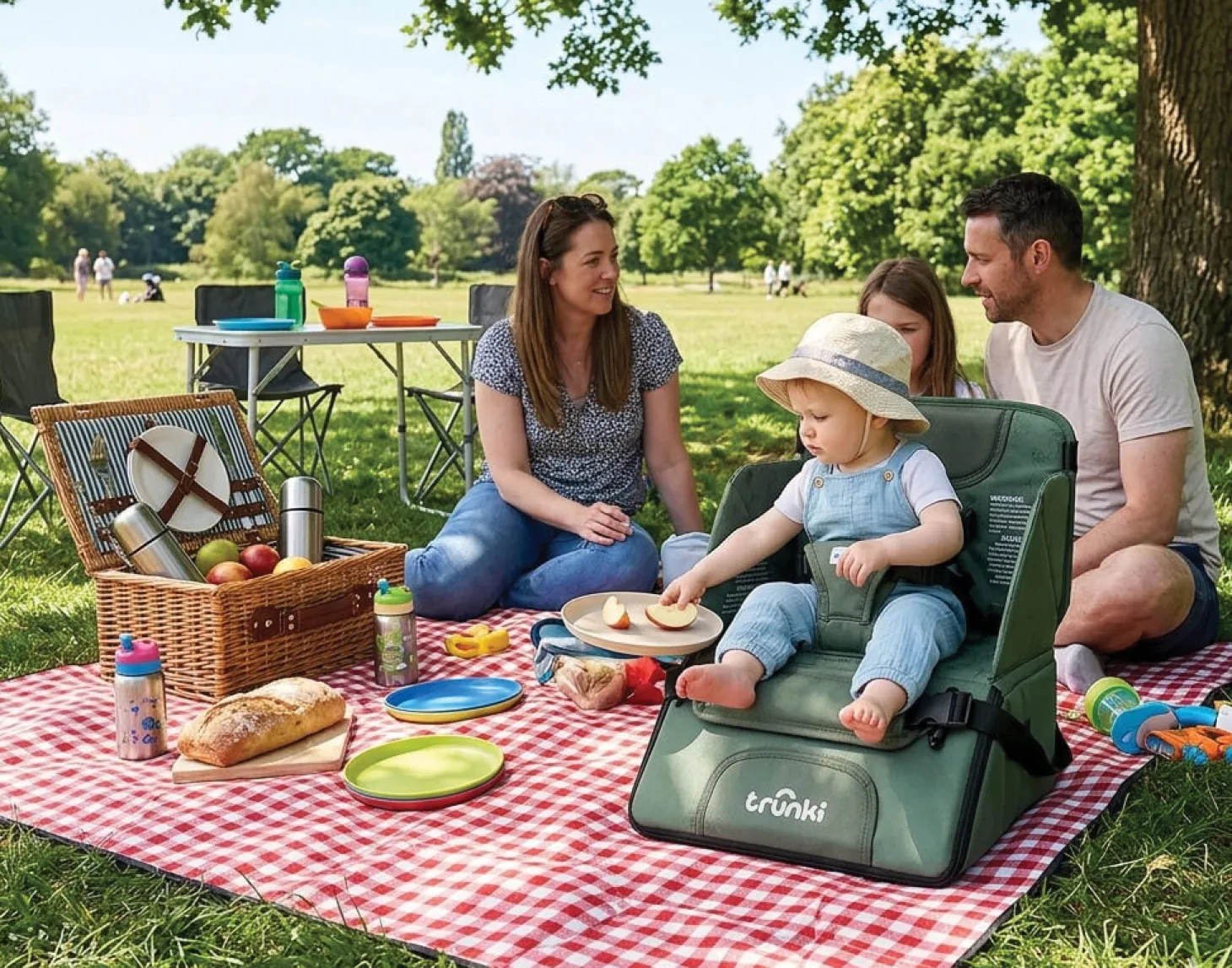 Przenośne krzesełko podwyższające Trunki - zielone