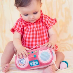 12M+|Aktywizujące | Lilliputiens Przytulanka aktywizująca do zabawy Radio Kotka Jeanne 9m+