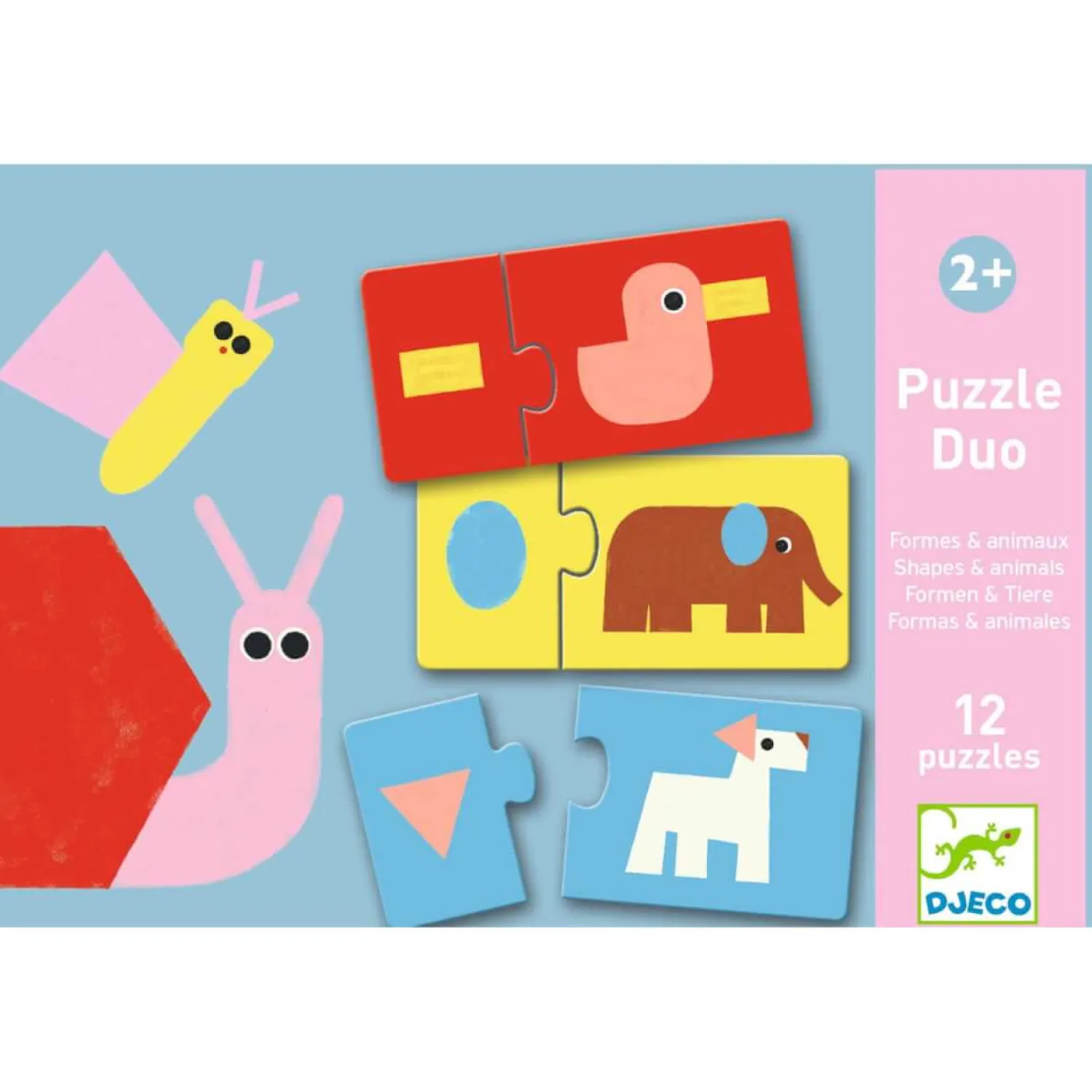 2 Lata +|Puzzle | Djeco Puzzle duo KSZTAŁTY I ZWIERZĘTA