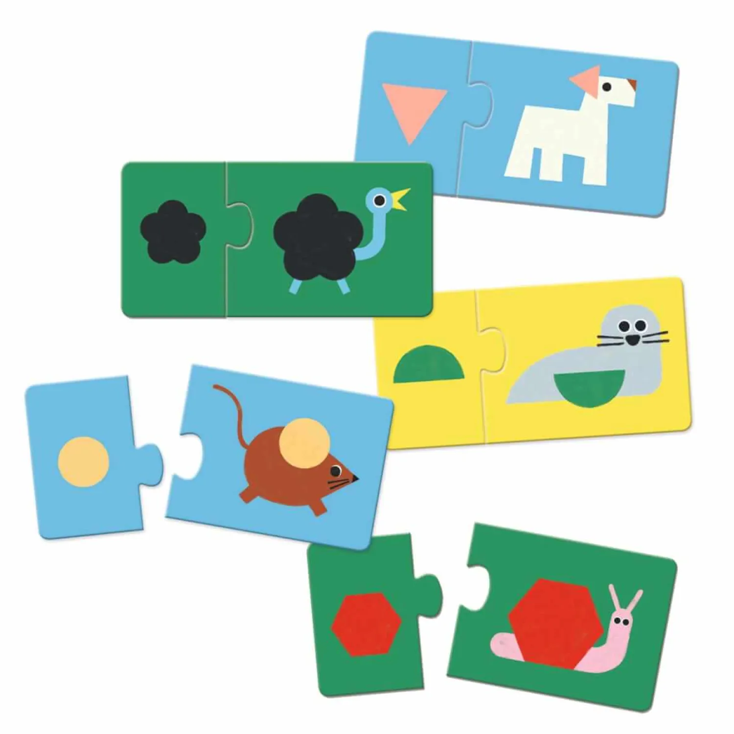 2 Lata +|Puzzle | Djeco Puzzle duo KSZTAŁTY I ZWIERZĘTA