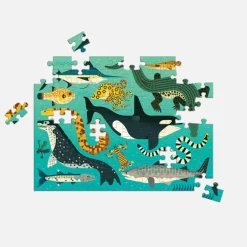 Puzzle dwustronne Drapieżniki lądowe i wodne 100 elementów 6+