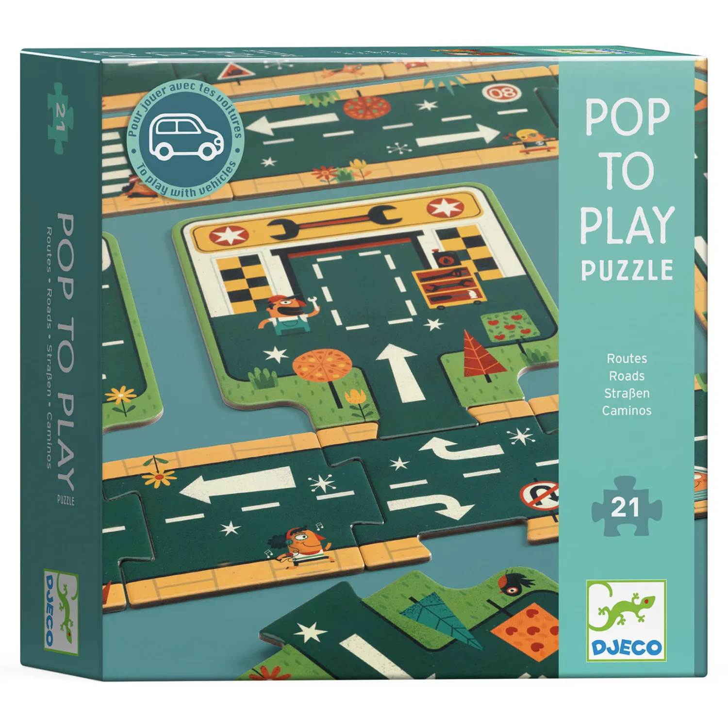 4 Lata +|Puzzle | Djeco Puzzle kartonowe DROGI