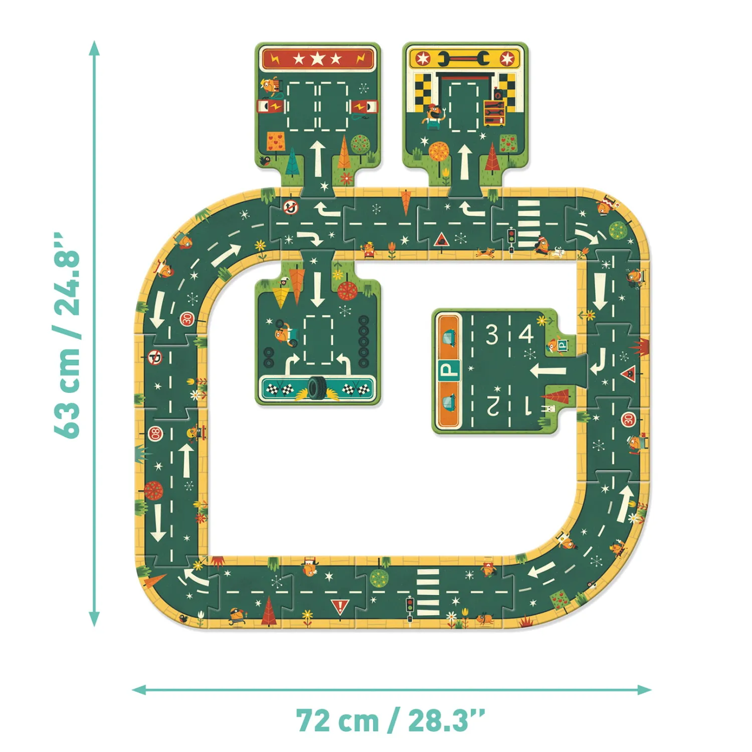 4 Lata +|Puzzle | Djeco Puzzle kartonowe DROGI
