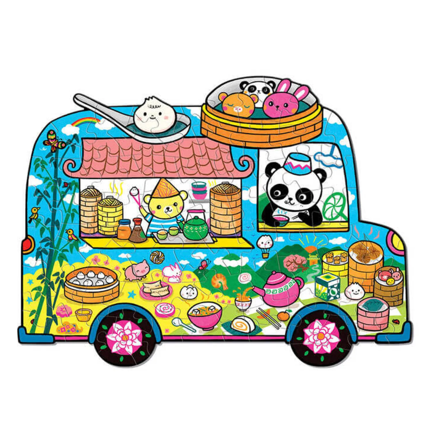 Puzzle|7 Lat+ | Mudpuppy Puzzle konturowe Food Truck 75 elementów 5+