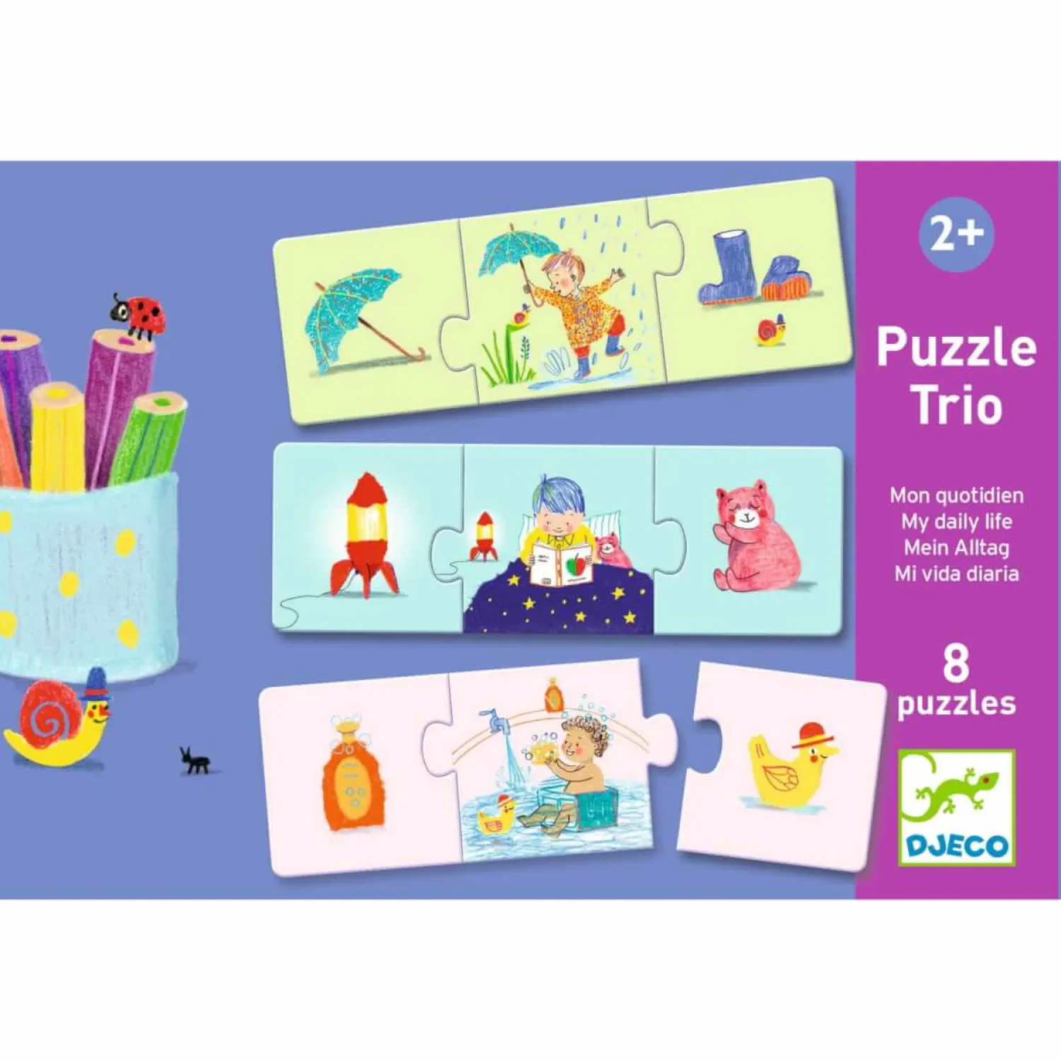 2 Lata +|Puzzle | Djeco Puzzle trio - życie codzienne