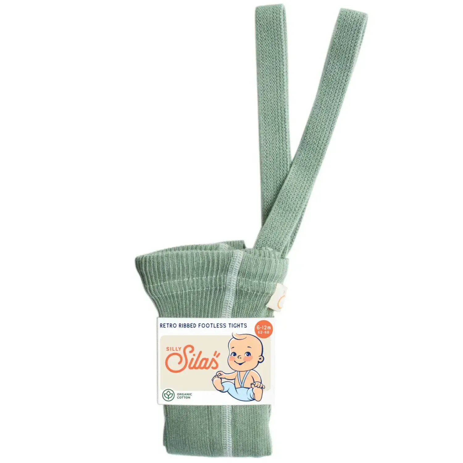 Małe Stópki | Silly Silas Rajstopki bawełniane bez stópek Footless - Matcha Oat Latte