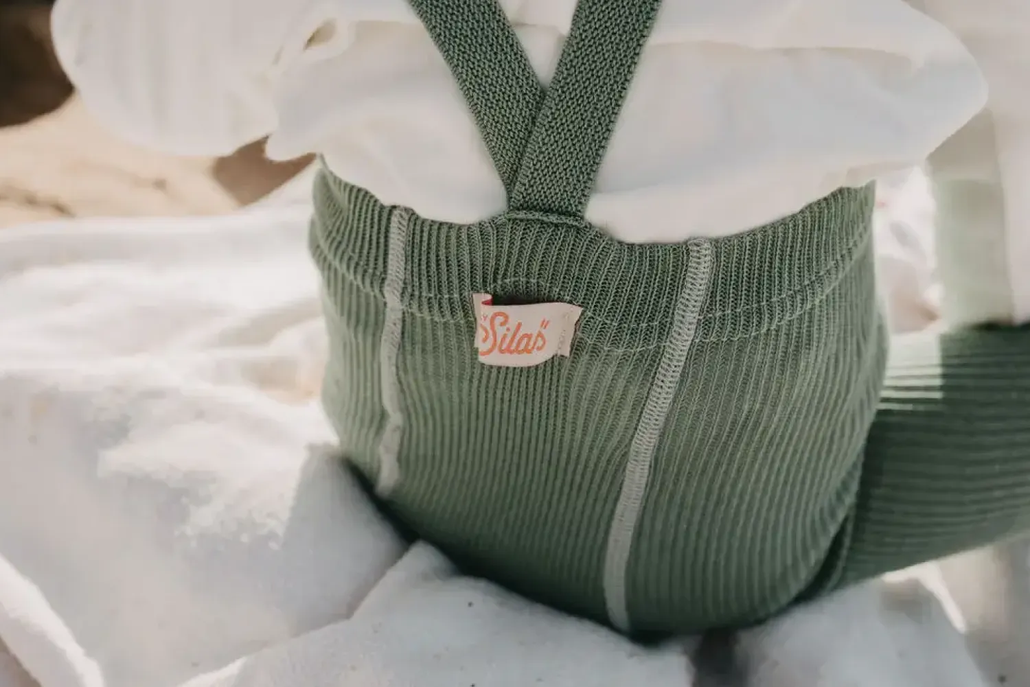 Małe Stópki | Silly Silas Rajstopki bawełniane bez stópek Footless - Matcha Oat Latte