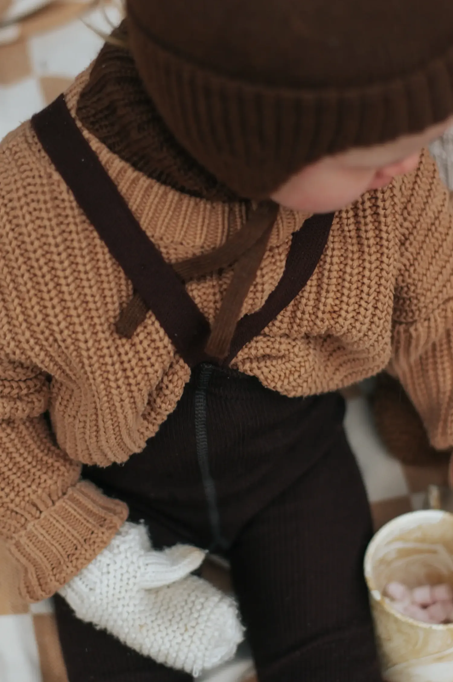 Małe Stópki | Silly Silas Rajstopki wełniane bez stópek Footless - Espresso Brown