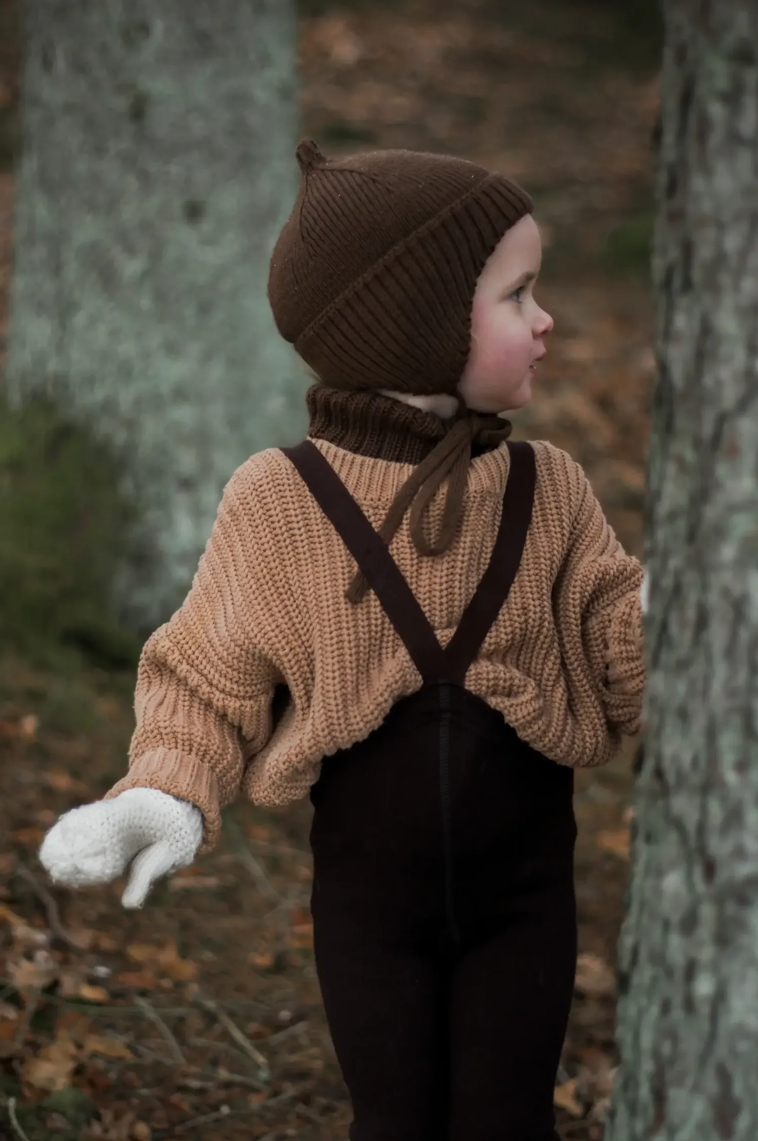 Małe Stópki | Silly Silas Rajstopki wełniane bez stópek Footless - Espresso Brown