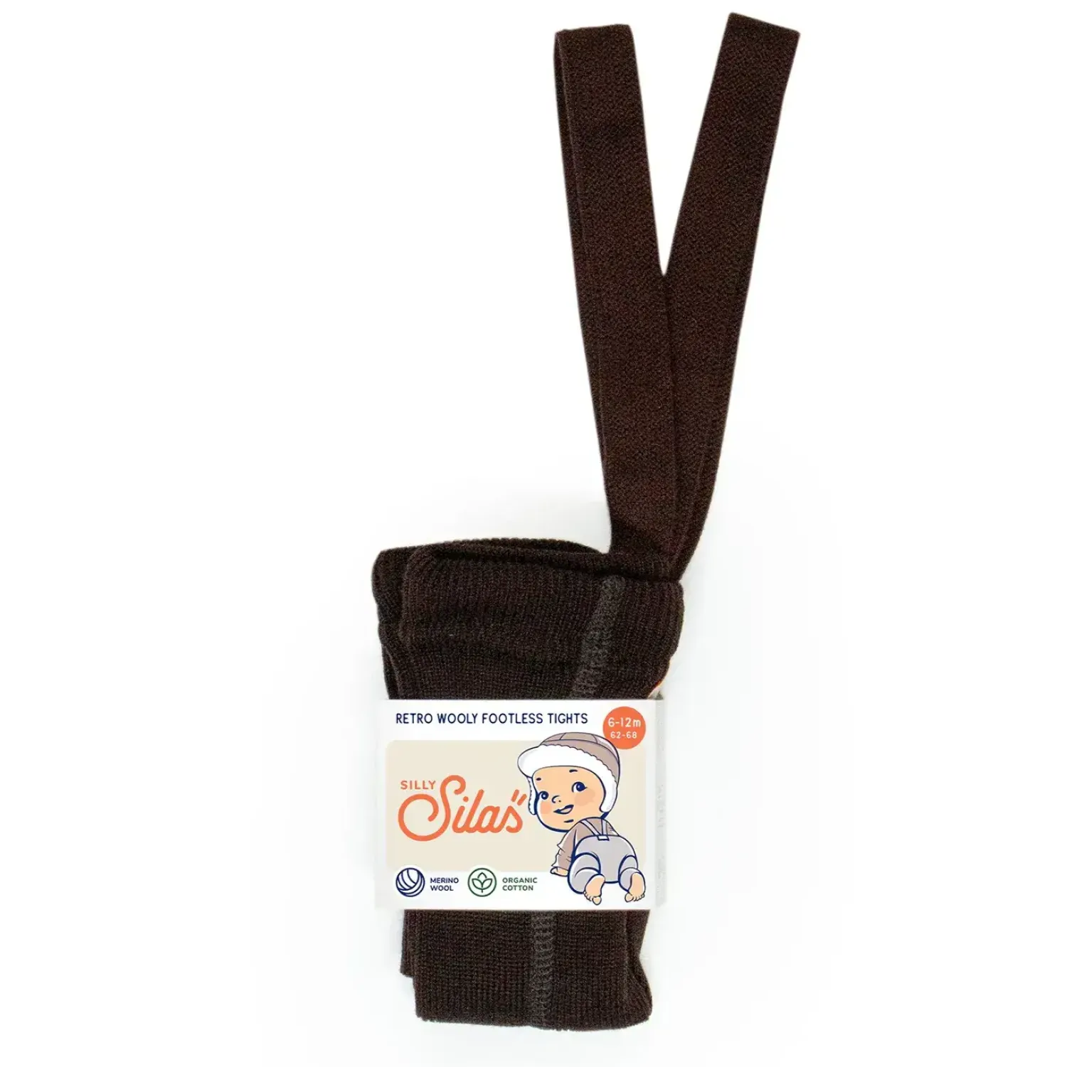 Małe Stópki | Silly Silas Rajstopki wełniane bez stópek Footless - Espresso Brown